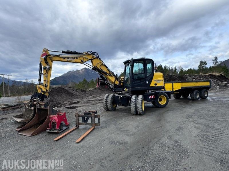 מחפר 2019 Yanmar B110W Hjulgraver - Firehjulsstyring - Sentralsmøring - Dumperhenger - Tiltrotator - Pusskuffe - Smalskuffe - Graveskuffe - Hydraulisk vibroplate - Pallegafler: תמונה 1