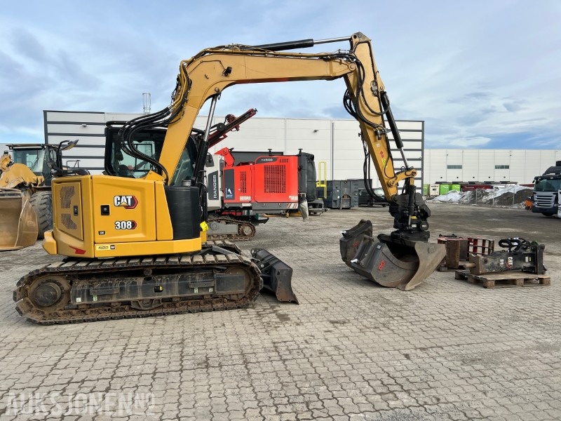 מחפר 2022 Cat 308 07A CR,TRS8 tilt, 3 skuffer, klype, hammer, dieselvarmer ++: תמונה 6